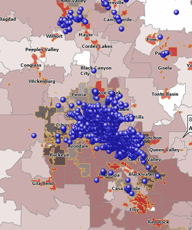 MapBusinessOnline color-coded map