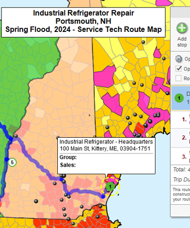 Industrial refrigerator repair service routes