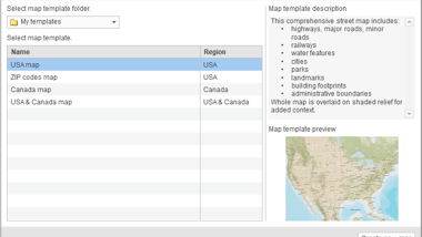 Select from a list of map templates