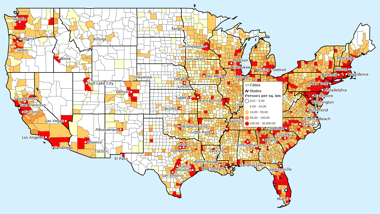 USA Population Density Map