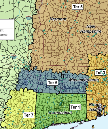 Point ZIP codes on a ZIP5 code territory map