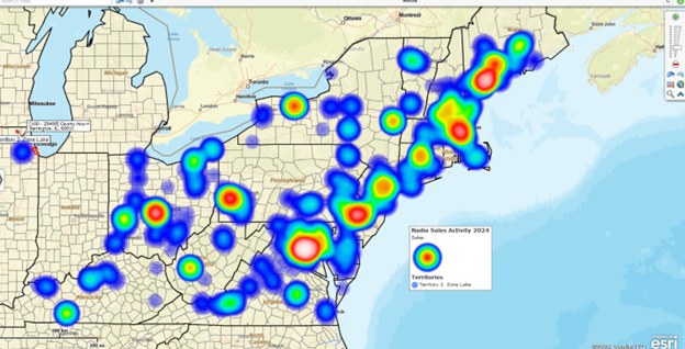 Sales activity presented as a heat map