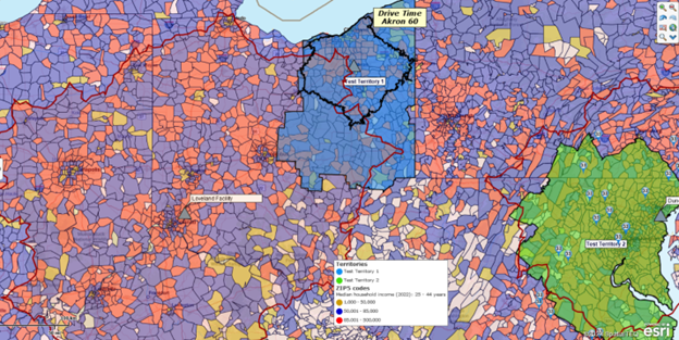 ZIP code map color-coded by population demographics