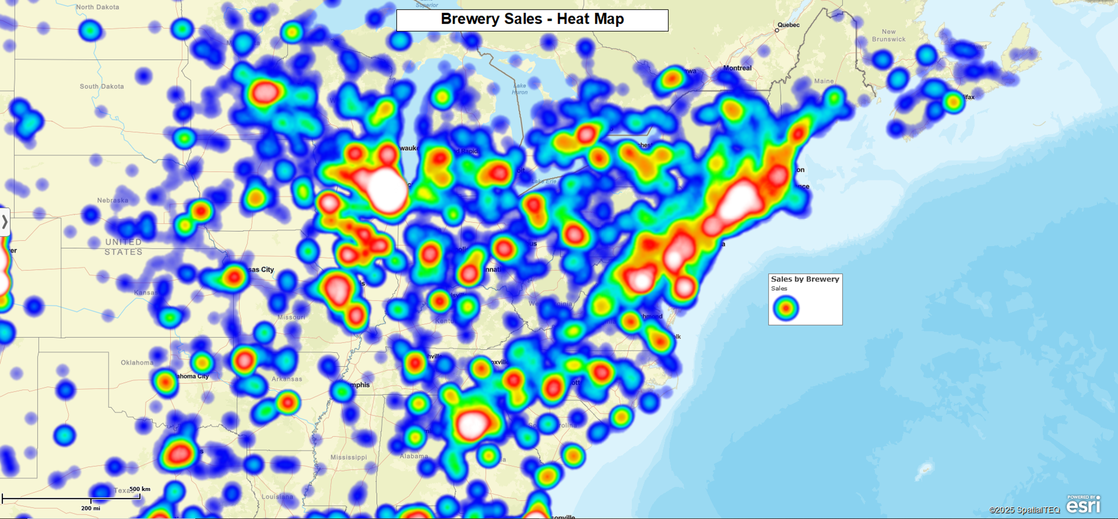 Heatmap of US breweries