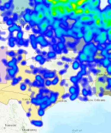 Heat map over the US map