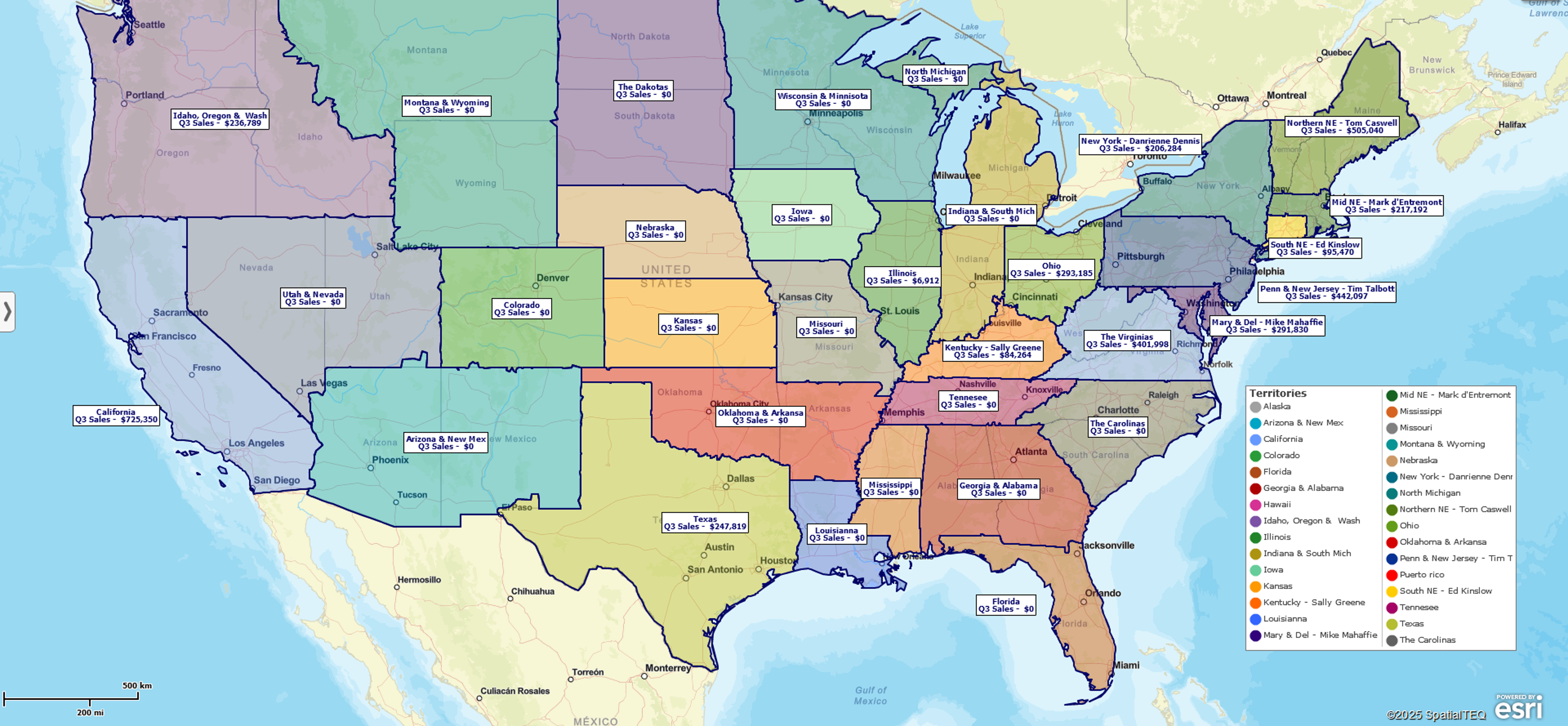 Nationwide sales territory map