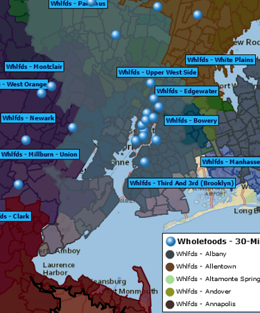 Wholefoods 30 minute drive time territories