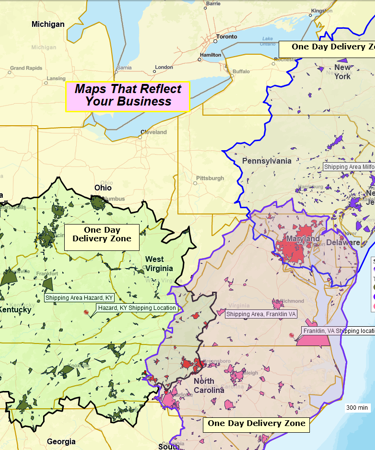 1 day drive delivery zones