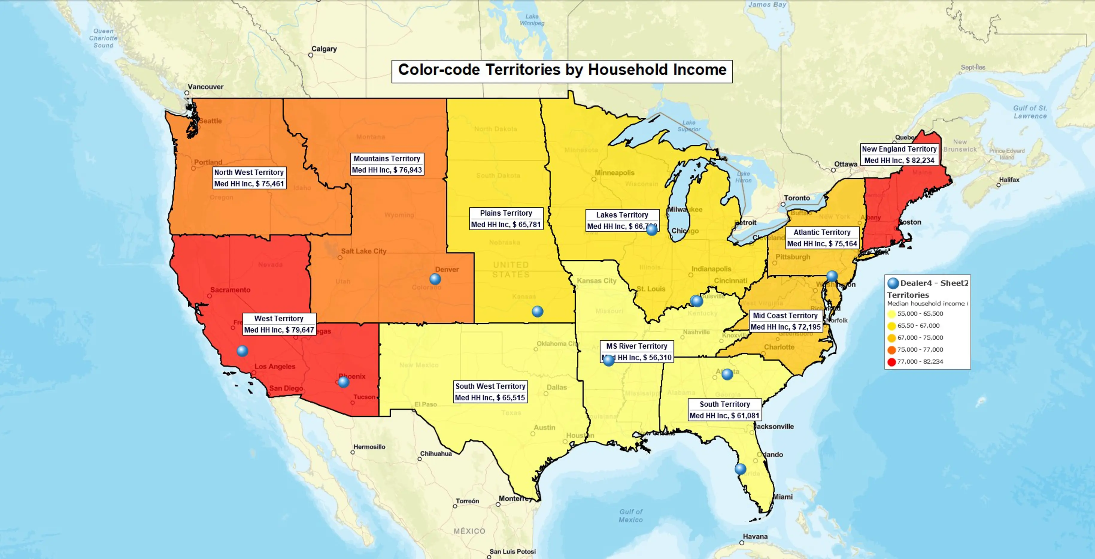 Territories by household income