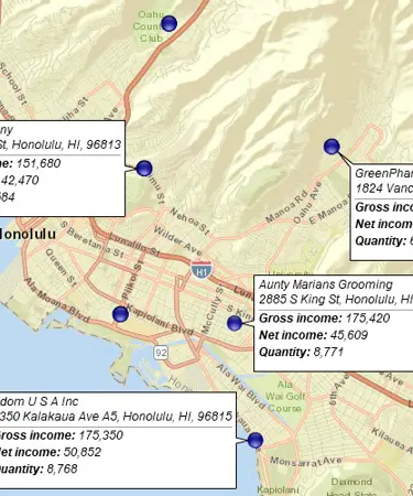 Callouts on a customer map