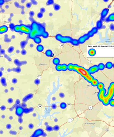Billboard placement selection heat map